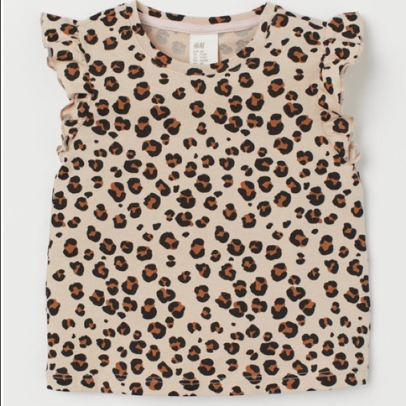 H&M Other - 3/$13 Nwt H&M 9-12 mos Leopard Flutter Sleeve Top
